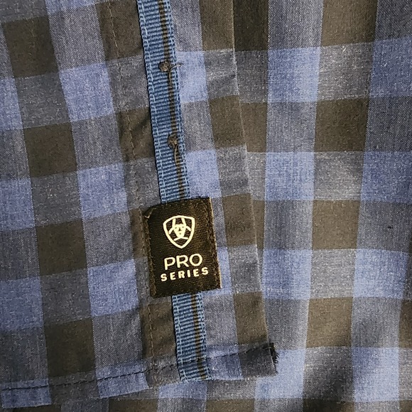 Ariat Pro Series Anthony Shirt S Blue Black Plaid Western Cowboy Workwear Check‎ - Picture 11 of 11
